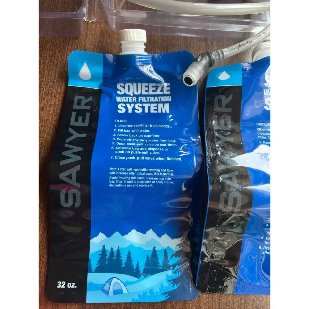 New Sawyer Squeeze Water Filtration System designed for hiking camping